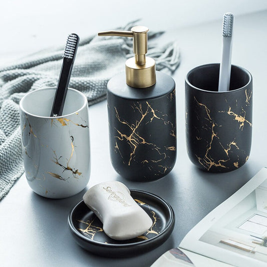 Marble Bathroom Accessory Set