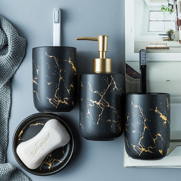 Marble Bathroom Accessory Set